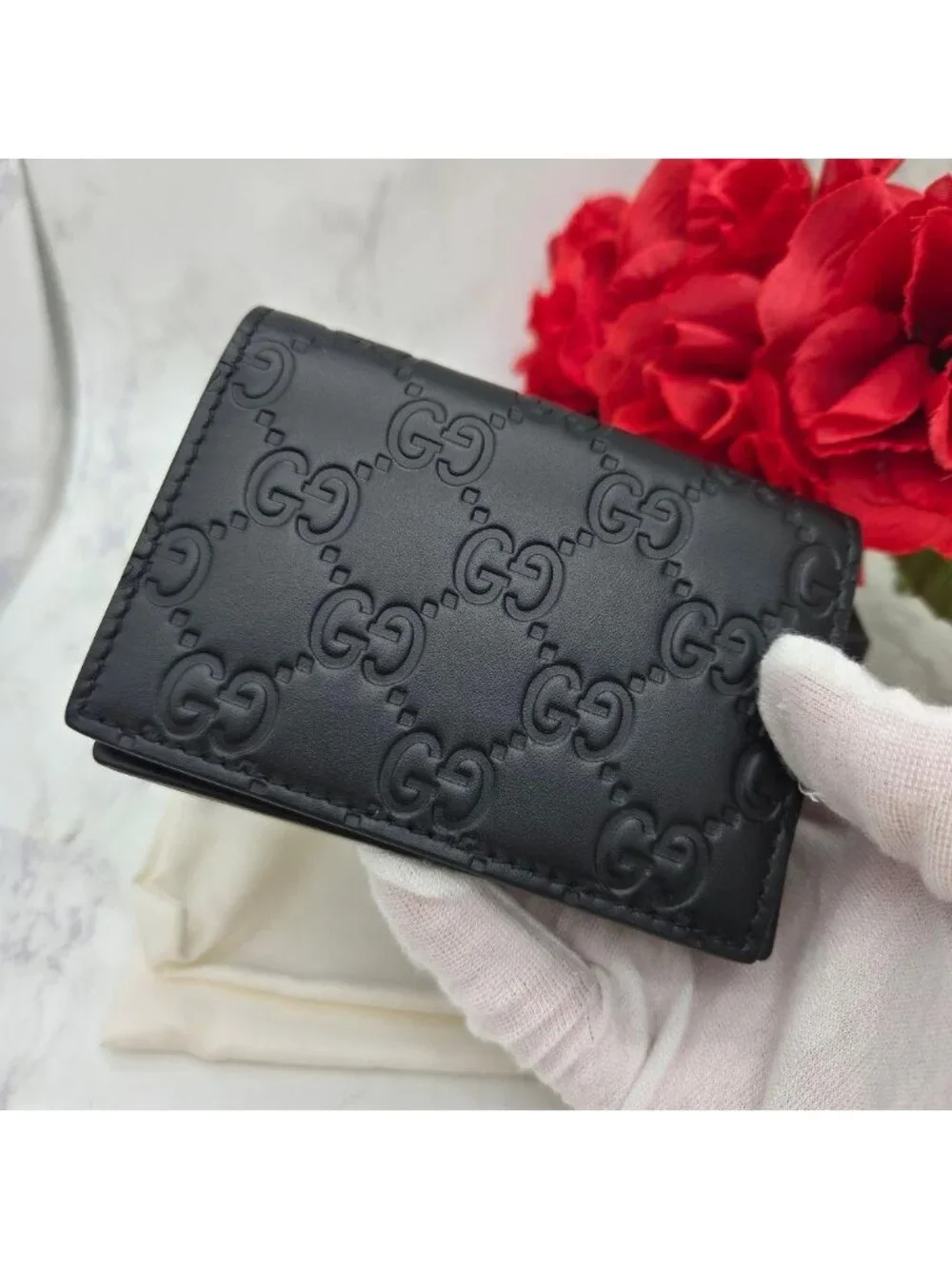★SOLD★ Gucci Business Card Holder Case GG Leather - Picture 3 of 14